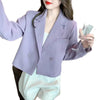 Black Cropped Blazers Women Spring Autumn Elegant Long Sleeve Single Button Suit Jacket Woman Korean All Match Office Suit Coat