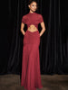 Patchwork Sexy Hollow Out Sheer Mesh Women Maxi Dress Turtleneck Ruched Dress Spring Slim Elegant Party Evening Dress