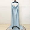 Designer Women's Party Gown With Detachable Cape Diamonds Beaded Embellishments Long Dress