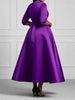 Plus Size Women Round Neck 3/4 Sleeve Satin High Low Dress Bow Floral Print Elegant Formal Wedding Guest Cocktail Dress