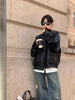 Vintage PU Leather Jacket Women High Street Techwear Oversized Moto Biker Coats BF Punk Loose Casual Cropped Outerwear
