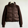 Winter Women Down Cotton Parkas Jacket Cable Knit Sleeve Spliced Stand Collar Thick Warm Short Coat Petite Ladies Outerwear