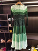 Designed Women's Pleated Dress O-neck Loose Fit Color Block Beaded Long Sleeve Female Clothing 9G1031