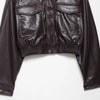 Women's Faux Leather Short Jacket Coat Long Sleeve High Collar Chic Top with Flap Pockets Female Outerwear