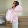 Warm Women's Hooded Cotton Padded Coats Loose Solid Stand Collar Full Sleeve Zipper Pockets Coat Autumn Winter Lady Outwear