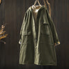 Women Vintage Hooded Button Parkas Plus Cotton Winter Coats Solid Color Patchwork Pockets Warm Long Parkas