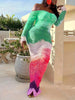 Women Gradient Tie Dye Printed Off Shoulder Long Sleeve Maxi Long Midi Bodycon Ruched Dress Sexy Party Club Dresses