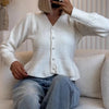 and Elegant Sweater Coat Autumn and Winter Design Sense Temperament Slim Short V-neck Women's Knitted Cardigan