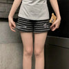 Harajuku Cartoon Embroidery Pants Women Kawaii Striped Loose Korean Trouser Shorts Y2K Subculture Vintage Female Wide Leg Pants
