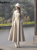 Winter Long Wool & Blends Coat for Women Chic Elegant Womans Clothing Skirted Woolen Overcoat