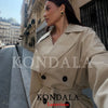 Holiday Casual Chic Women Short Trench Coat Double Breasted Sashes Jacket Trench Spring Sumer Office Trench