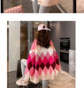 Women Loose Sweater Top Korean Ladies V-neck Cardigan Knitted Autumn Winter Female Medium Long Styles Knitting Coat