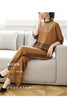 Middle-aged mother Suit Spring Autumn Loose Plaid Patchwork Top+Wide leg pants Two-piece Women's Clothing Sets