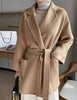 Autumn Women Elegant Double-sided Long Sleeve Solid Color Cardigan Cashmere Soft Coat Female 2W402