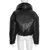 PU Waterproof Crop Puffer Jacket Women Winter Warm Leather Stand Collar Quilted Parkas Full Sleeve Streetwear Coat