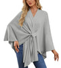 Elegant Shawl Wraps Soft Open Front Poncho Sweater Women Loose V-Neck Cape Casual Solid Color Soft Open Front Poncho Bat Shirt