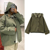 Green Warm Winter Hooded Jackets Women's Autumn Outdoor Oversized Bomber Jacket Coats Demi-Season Windbreak Outerwears