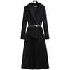 Spring Autumn Women's Dresses Suit Collar Stitching Fake Two-Piece Elegant Lady Office Long Dress Vestidos