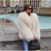 Faux Fur Coat Women Loose Lapel Full Sleeve Fluffy Short Overcoat Autumn Winter Street Lady Furry Warm Overcoat