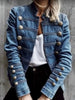 Vintage Button Denim Jacket for Women Stand Collar Spring Winter Slim Casual Retro Jeans Outerwear Harajuku Denim Coat
