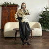 Elegant Dot Shirt Skirts Suit Women Long Puff Sleeve Button V-neck Jacket Mini Skirt Spring Chic 2 Pieces Set Lady