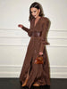Dresses For Women Plunging V Neck High Waist Belt Long Sleeves Wedding Party Dress Brown Gowns