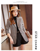 Coffee Plaid Blazer Women Tempeament Wool Long Sleeve Slim Jacket Office Ladies Work Coat Gray Tops