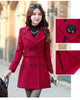 Autumn Winter Women Wool Coat Ladies Woolen Long Coat Female Slim-fit Double-Breasted Jacket with Belt S-3XL