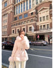 Chic Women's Cotton Padded Jackt with Large Fur Collar Waist-Cinching Mid-Length Parkas Korean Warm Commute Outerwear