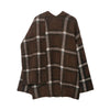 Autumn Women Plaid Knit Scarf Collar Cardigan Coat Long Sleeve Oversize Jacket With Pockets High Street Lady Clothing