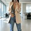 Casual Solid Color Lapel Blazer Women Long Sleeve Open Front Office Suit Jacket Elegant Business Outerwear