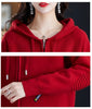 Women Knitted Sweater Cardigan Jacket Solid Hooded Zipper Sweater Coat Female Knitwear Casual Tops Female Jackets