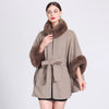 8 Colors Women Mantle Winter Faux Fur O Neck Poncho Cardigan Overcoat Outer Loose Capes Cloak Big Pendulum Oversize Belt Coat