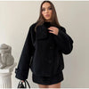 Solid Faux Suede Jackets Women's Stand Collar Full Sleeves Zip Cropped Coat Autumn Winter Lady Casual Outerwear