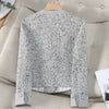 Korean Vintage Tweed Short Jackets Streetwear Slim Coat Spring Long Sleeve All-Match Wool Blend Elegant Blazer Jacket Female Top