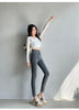 Women's High Waist Stretch Jeans Blue Black Gray and Versatile Multi-button Slim Denim Long Pants Female