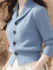 Spring Autumn Women Sweaters Elegant Solid Color Lapel Long Sleeved Knitted Cardigan Jacket Korean Female Knitwear Tops