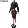 Leopard Print 2 Piece Sets Woman Lapel Full Sleeve Zip Crop Jackets And Skinny Shorts Hottie Street Suits