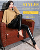 Warm and Thickened Leather Pants with Fur Lining High-Waisted PU Pants Women's Leggings for Autumn and Winter Wearable Outside