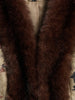 Printed Faux Fur Patchwork Jacket Women V Neck Long Sleeve Slim Cropped Coat Autumn Winter Lady Street Outwear