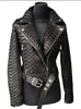 Leather PU Snake-skin Imitation Jacket Turn Down Collar Biker Moto High Street Zip-up PU Short Coat for Women's Winter Autumn