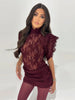 Sexy Lace See Through Party Dress Women Slim Fly Sleeve O-neck Evening Solid Dresses Female Patchwork Pleated Robe Lady