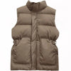 Winter Down Cotton Vest Jacket Women's Sleevele Stand Parkas Warm Short Vest Coat Female Waistcoat Overcoat Ladies Tops