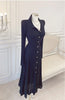 Retro Elegant Knitted Dress Women Long Sleeve Slim Single Breasted Bodycon Dresses Ladies Lapel Hollow Out Long Robe Vestidos
