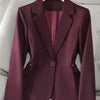Women Blazer Fuchsia Apricot Black Long Sleeve Single Button Suit Ladies Work Wear Jacket Coat Female Outerwear 4XL
