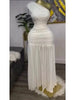 Women One Shoulder Skew Neck High Split Pleated Hem Bodycon Long Maxi Dress Evening Sexy Club Party Long Maxi Dresses