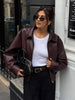 Women Coated Cinched-waist Leather Jacket Retro Casual Lapel Full Sleeve Zipper Fishbone Coats Lady Daily High Street Coat
