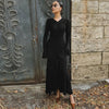 Women Elegant Ruffle Hem White Long Dress Shirring V-neck Flare Long Sleeve Dresses Evening Party Robes Vestido