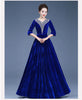 Middle-Aged Mother Golden Velvet Dress Women Autumn Party Dresses Lady V-Neck Temperament Long Dress Female Vestido
