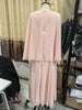 Minimalist Pink Chiffon Stand Collar Dresses Women Slim Fit Layered Shawl Sleeve Vestido Summer Beach Vacation Daily Gown